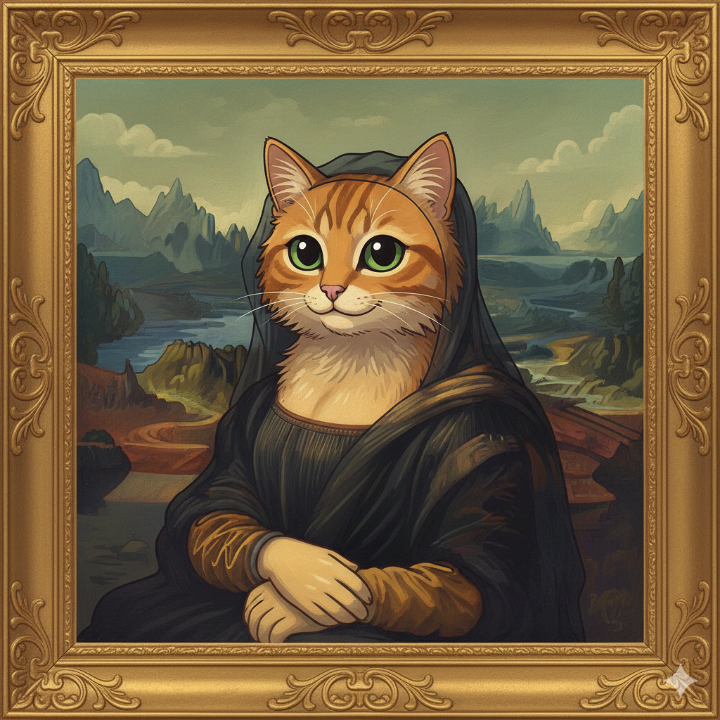 Meowna Lisa 12x16'' Impression d'Art